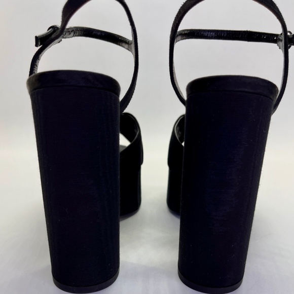 Saint Laurent Bianca Platform Sandals Size 40 US 9 Black Knotted Satin Heels NWT - Picture 4 of 6